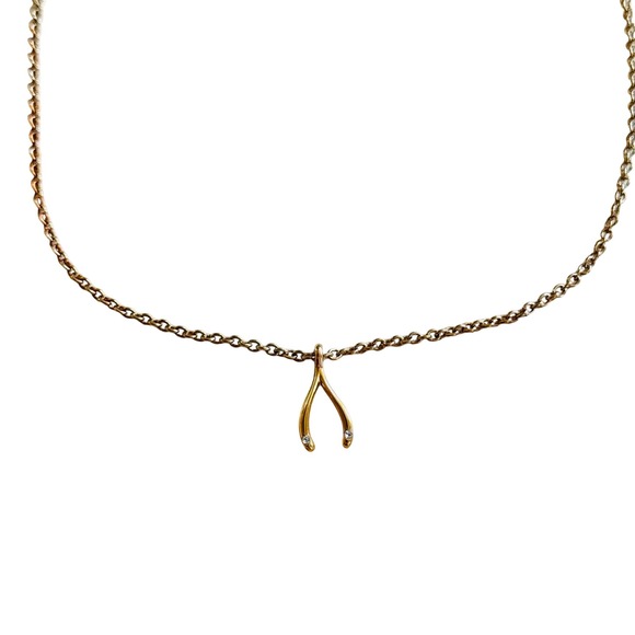 kate spade Jewelry - Kate Spade New York Dream Big Mini Necklace Wishbone Gold Plated Chain Dainty